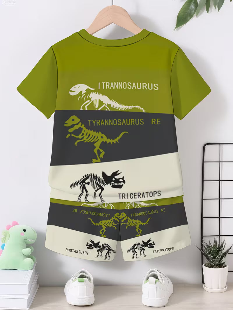 Creative Science Popularization Dinosaur Green-Gray-Milky-White Color Contrast 3D Print Design