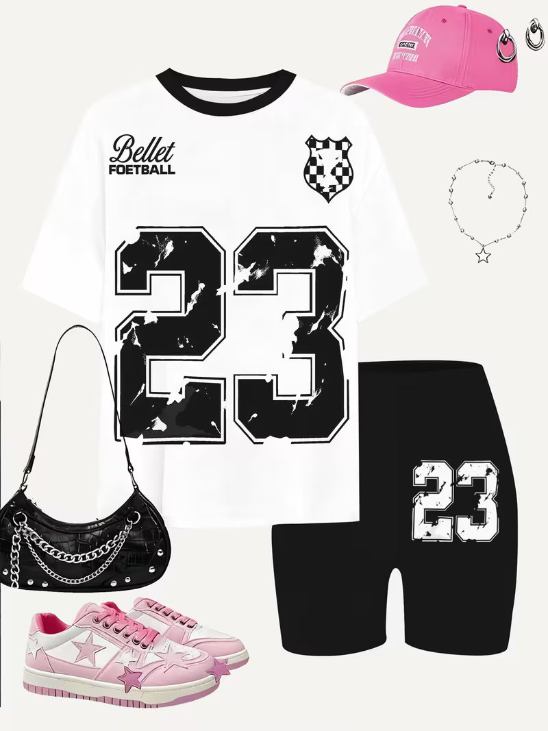 Girls' Fashion No. 23 Shorts Set Cute Fashion Printed Set
