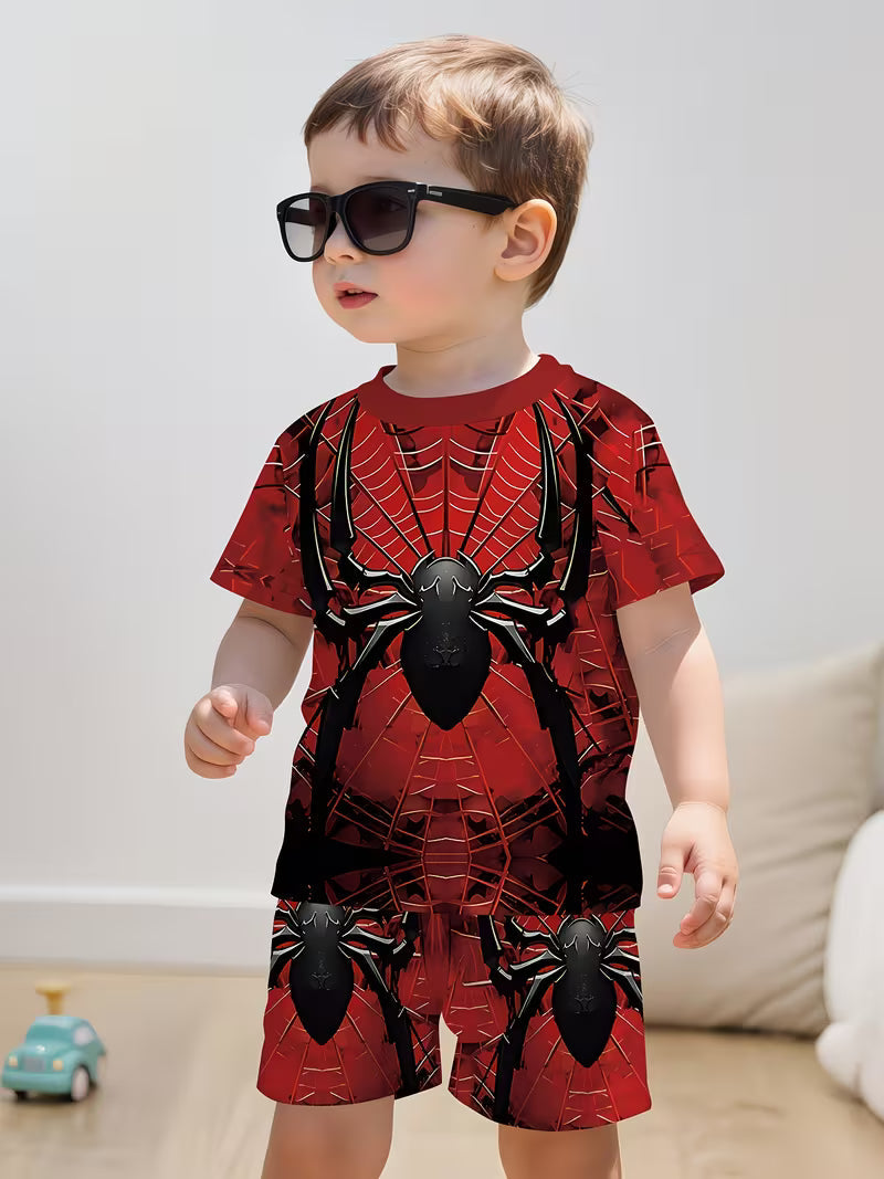 Featuring a Stylish And Casual Spider-Themed Print T-Shirt