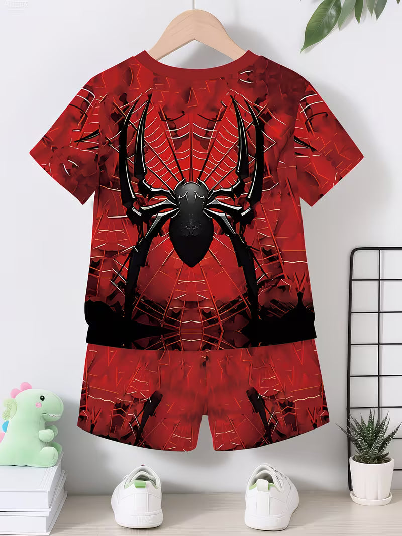 Featuring a Stylish And Casual Spider-Themed Print T-Shirt