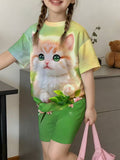 Girls' Unicorn Trendy Personality T-Shirt and Shorts Set