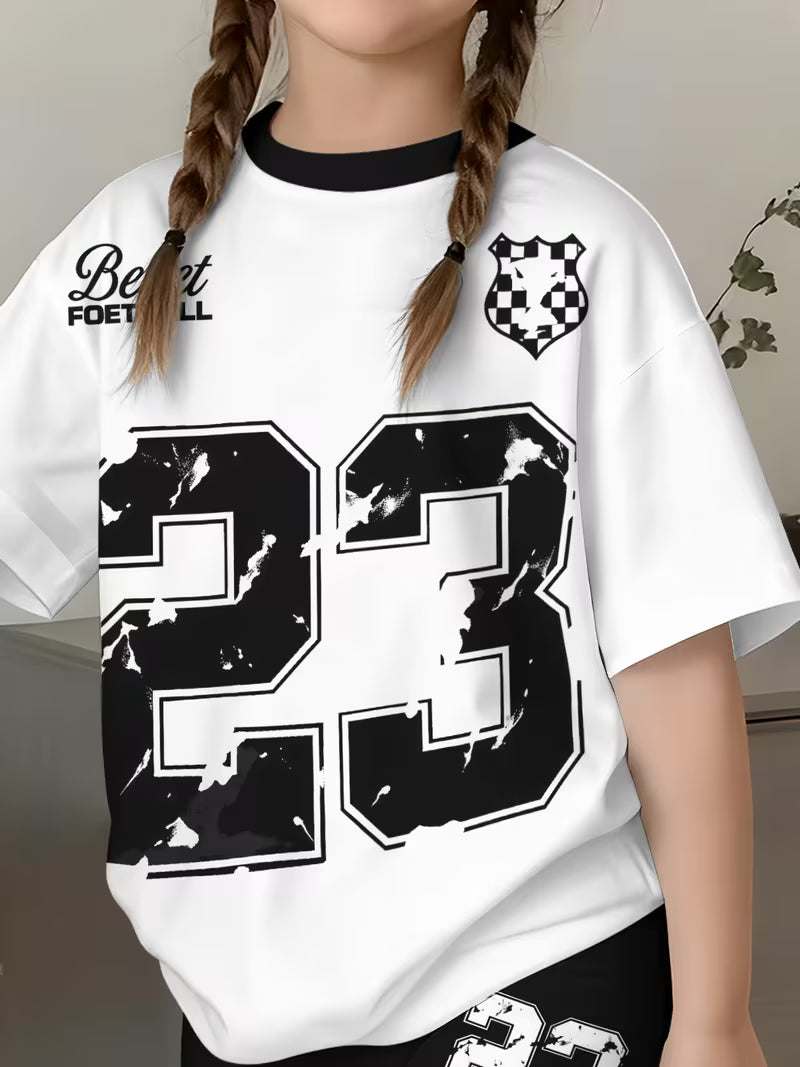 Girls' Fashion No. 23 Shorts Set Cute Fashion Printed Set