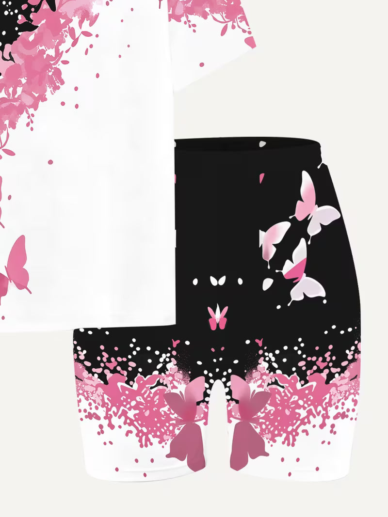 Girls' Fashion Shorts Set Cute and Stylish Printed Set, Perfect for Outdoor