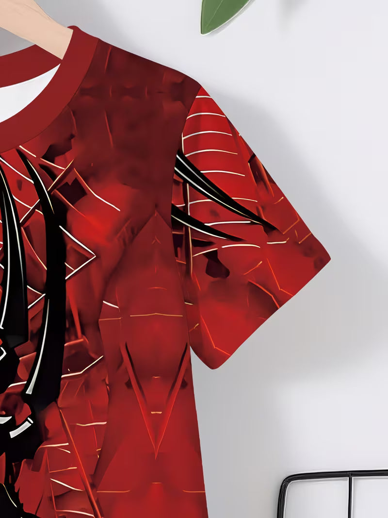 Featuring a Stylish And Casual Spider-Themed Print T-Shirt