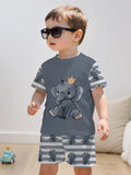 Creative Gray Cartoon Elephant 3D Print Design