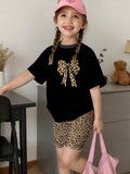 Girls' T-shirt and shorts set, featuring a cartoon short-sleeve and printed design
