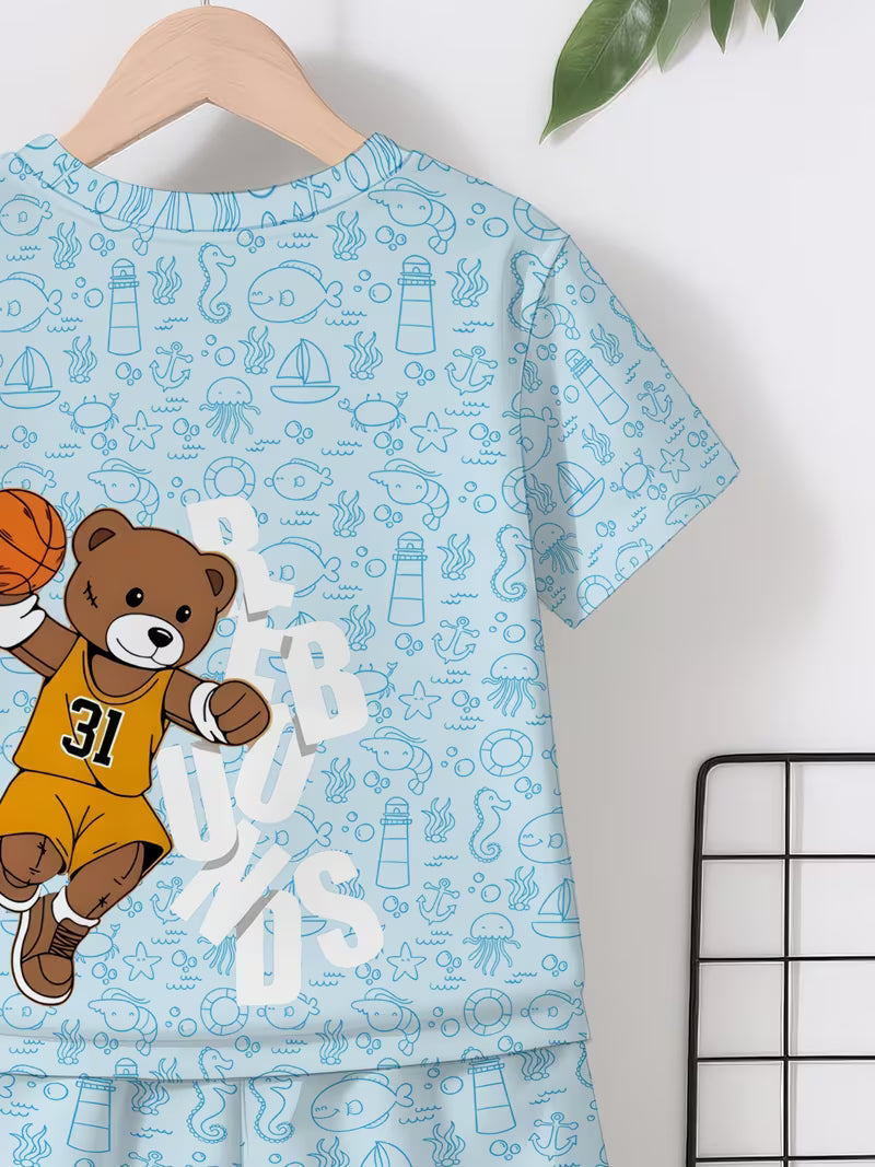 Fashionable Trendy Creative Full Print Ocean Element Patterns Cartoon Basketball