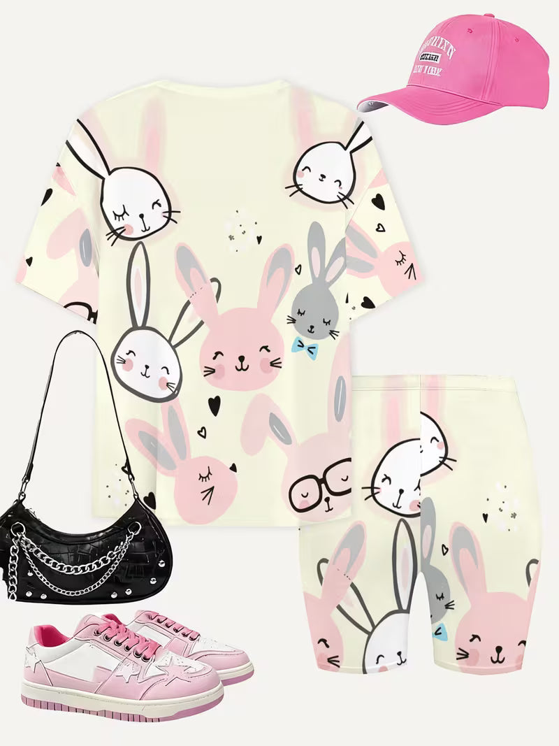Cute And Stylish Print Outfit Set for Girls, for Outdoor