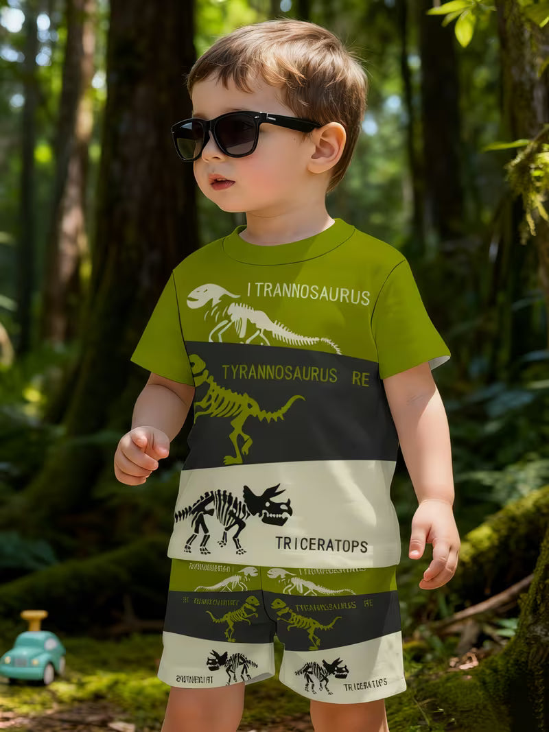 Creative Science Popularization Dinosaur Green-Gray-Milky-White Color Contrast 3D Print Design