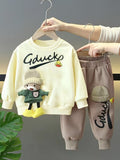 Crew Neck Sweatshirt & Pants Set with Cute Bear Accessories