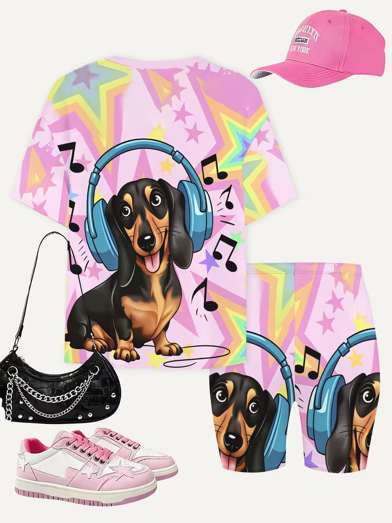 Fashion Shorts Set Cute Fashion Printed Set, Perfect for Outdoor