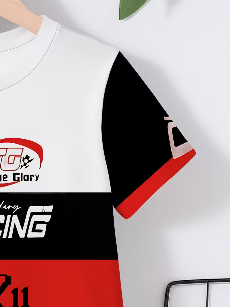Featuring a Casual Sports Style with a 'SPEED RACING' Race Car Theme