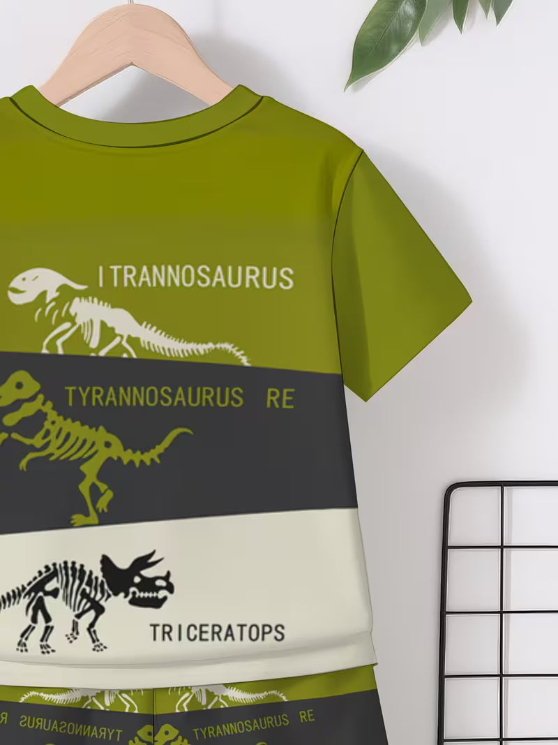 Creative Science Popularization Dinosaur Green-Gray-Milky-White Color Contrast 3D Print Design