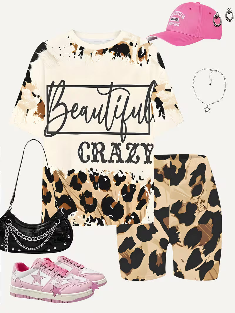 Girls' Fashion Shorts Set Cute Fashion Printed Set, for Outdoor
