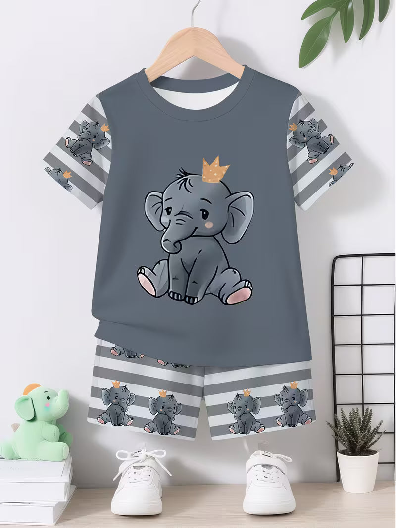 Creative Gray Cartoon Elephant 3D Print Design