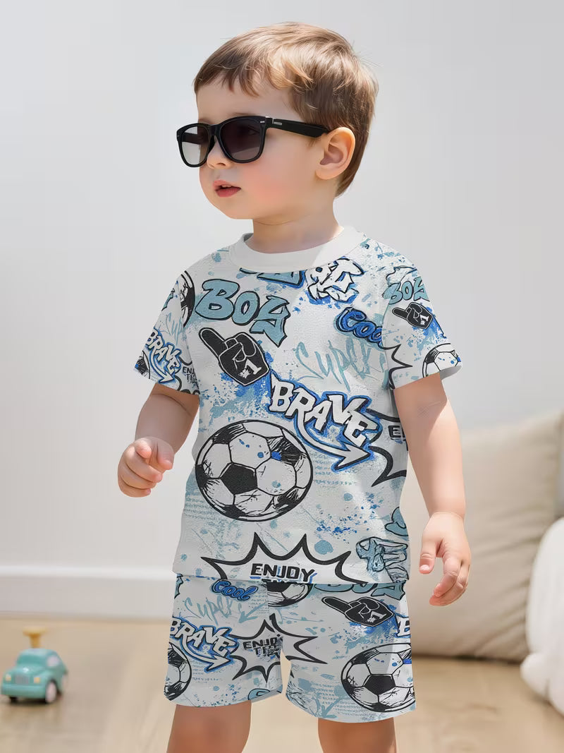 Fashion Blue and Black Graffiti Creative Football Pattern 3D Print Design