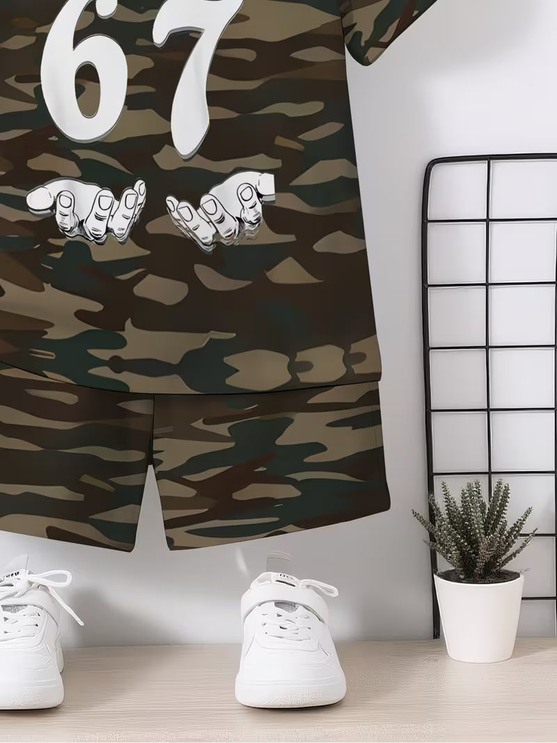 Creative Camouflage White Number Pattern 3D Print Design