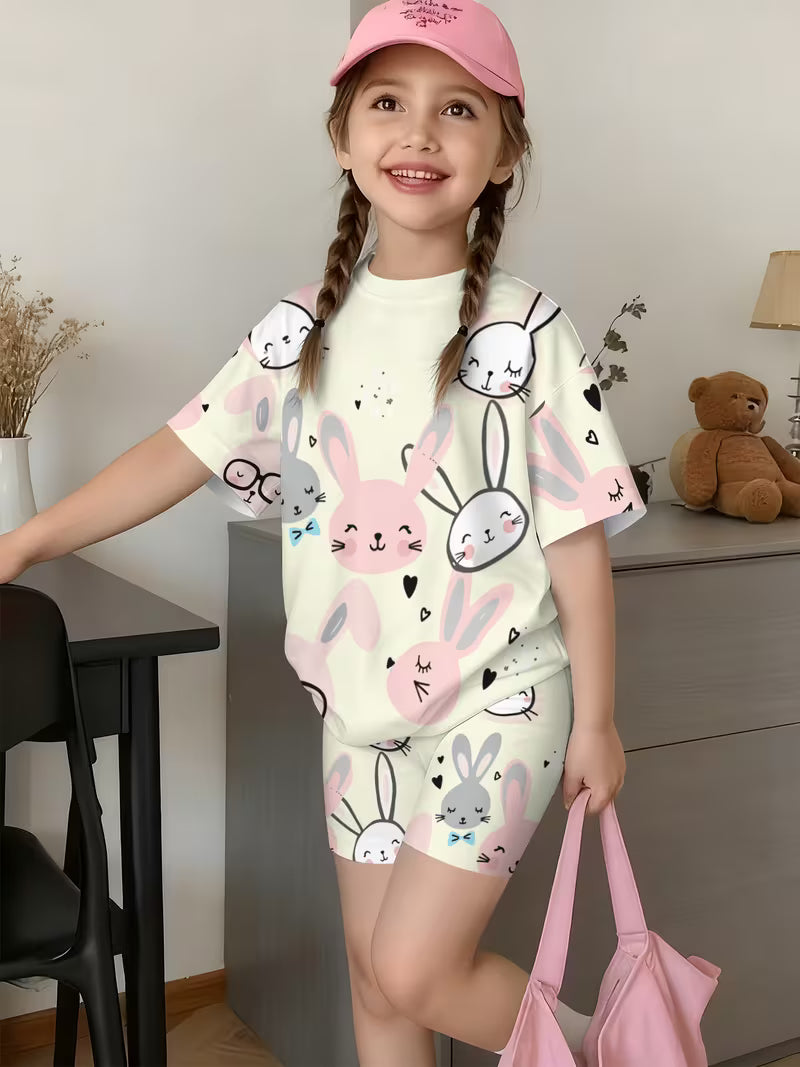 Cute And Stylish Print Outfit Set for Girls, for Outdoor
