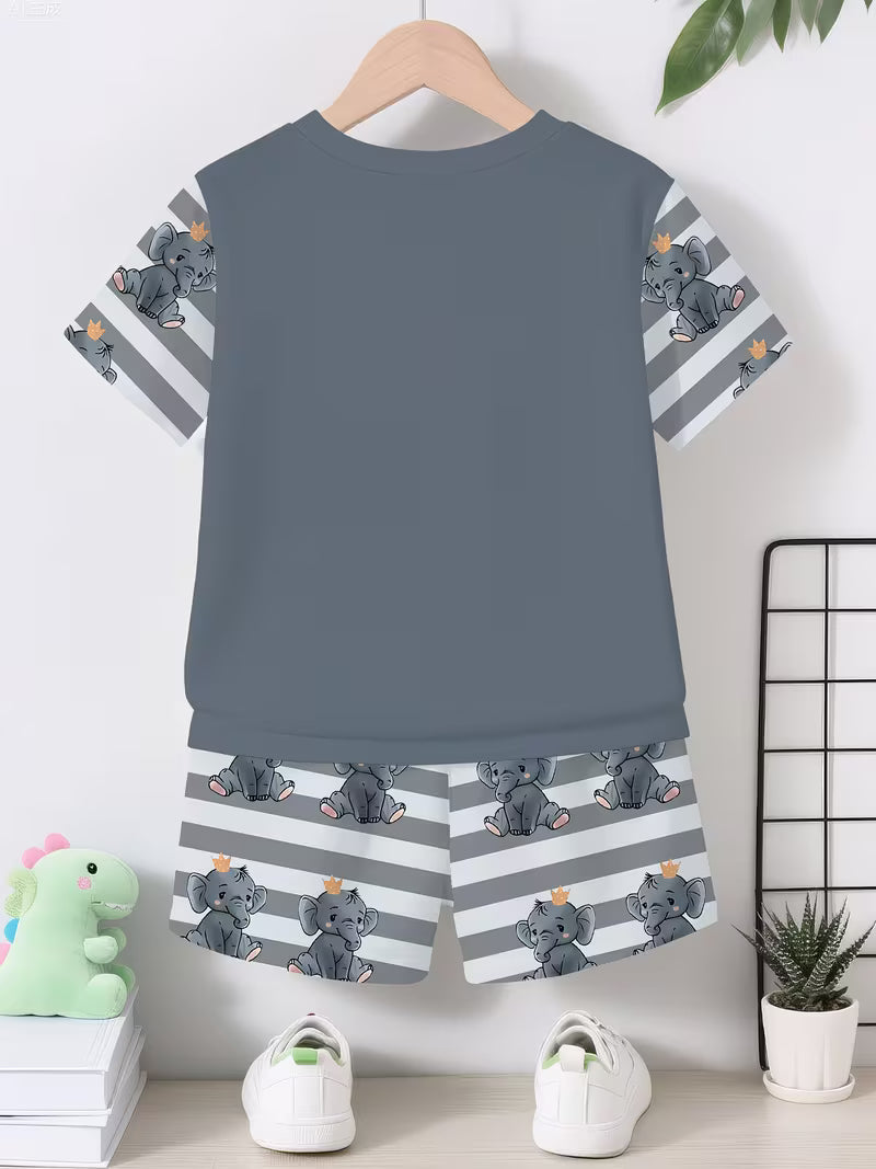Creative Gray Cartoon Elephant 3D Print Design