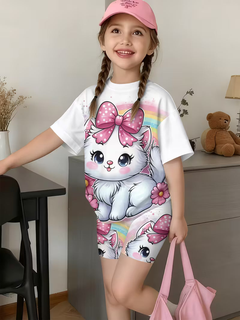 Girls' Fashion Shorts Set Cute Fashion Printed Set, for Outdoor