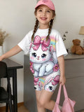 Girls' Fashion Shorts Set Cute Fashion Printed Set, for Outdoor
