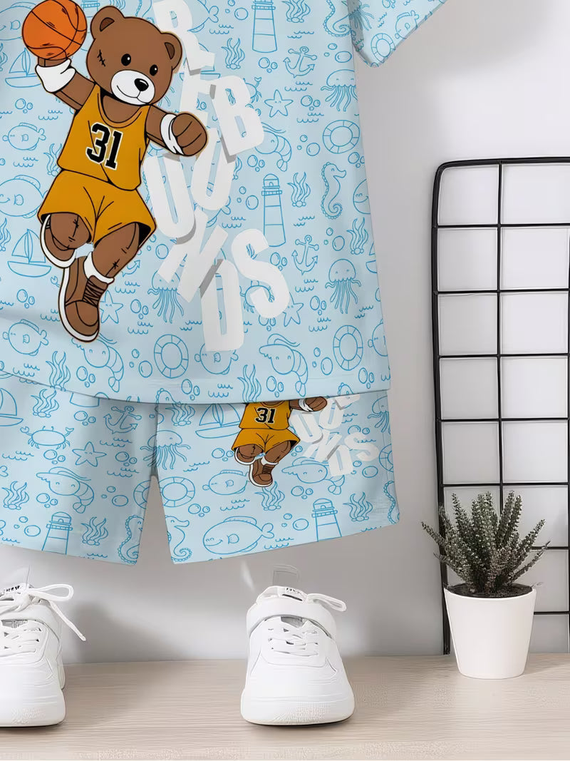 Fashionable Trendy Creative Full Print Ocean Element Patterns Cartoon Basketball