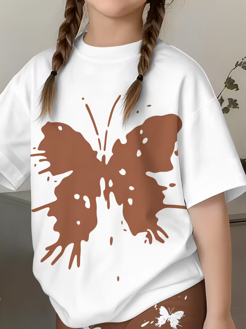 Cute And Stylish Butterfly Print Shorts Set for Girls, for Outdoor