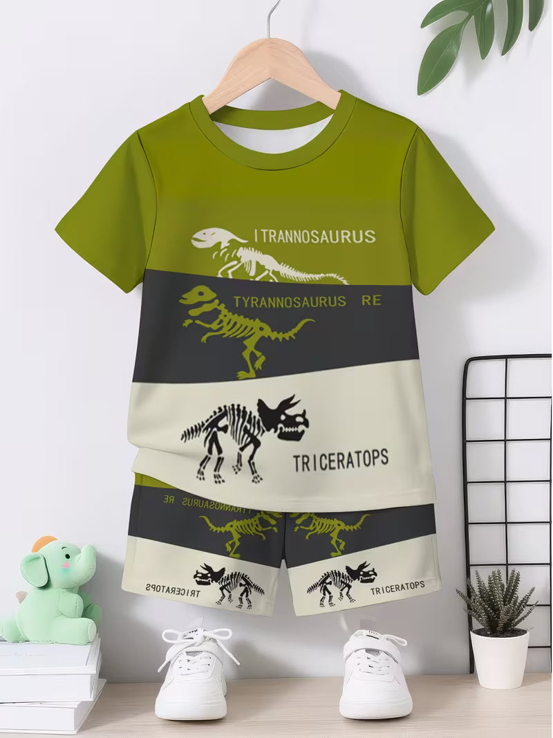 Creative Science Popularization Dinosaur Green-Gray-Milky-White Color Contrast 3D Print Design