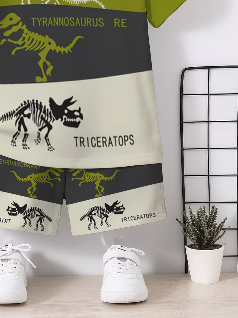 Creative Science Popularization Dinosaur Green-Gray-Milky-White Color Contrast 3D Print Design