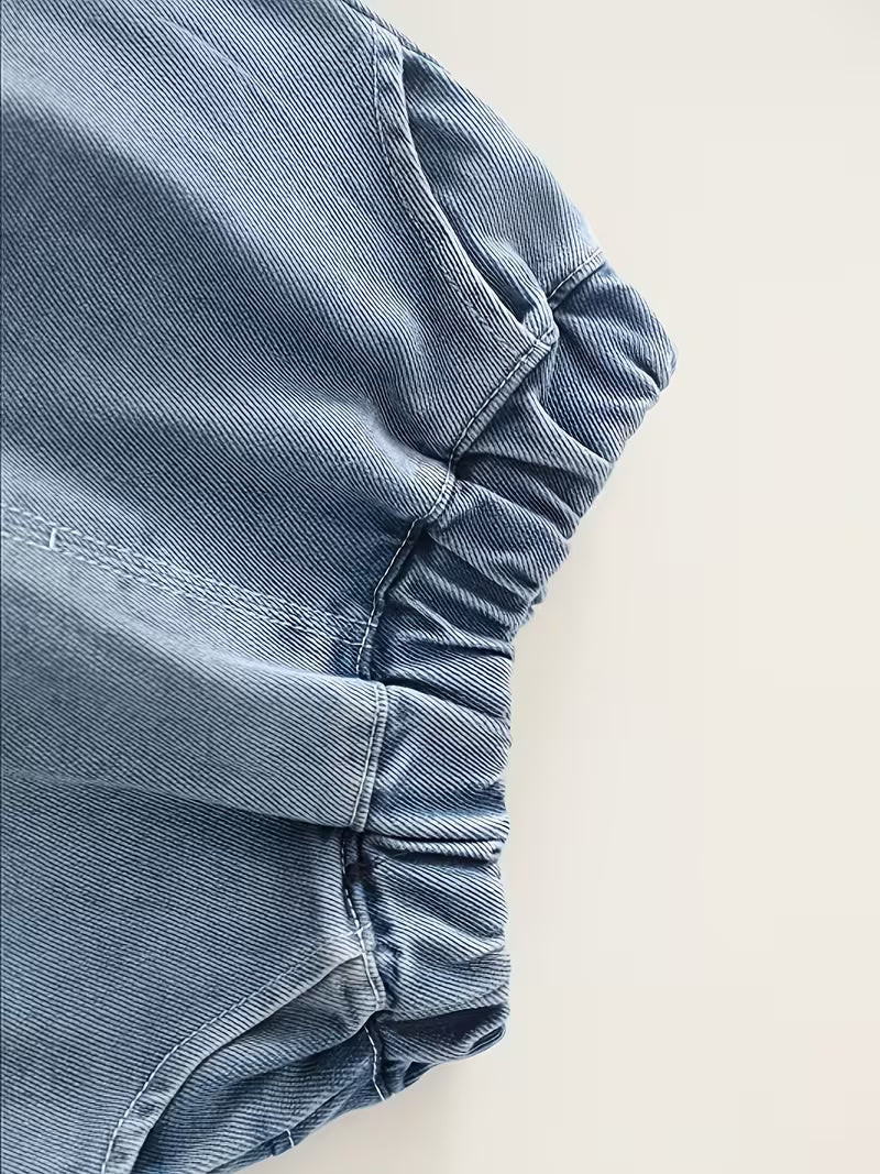 Outfit Set: 2pcs Short Sleeve T-Shirt + Denim Shorts