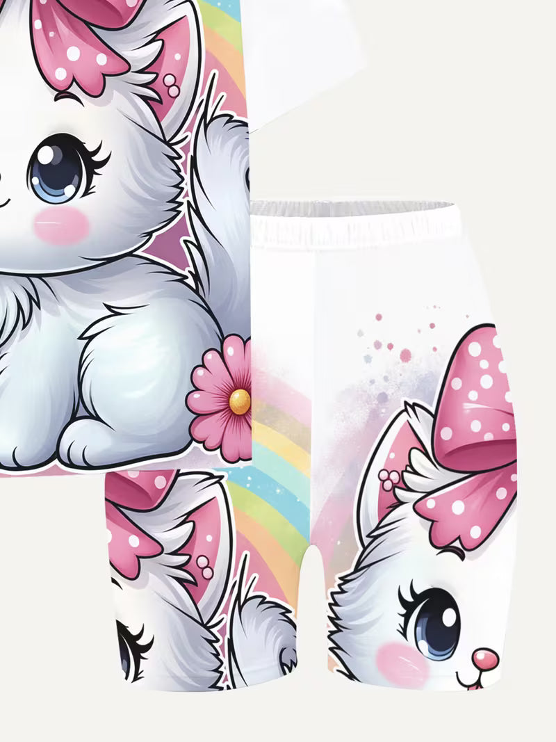 Girls' Fashion Shorts Set Cute Fashion Printed Set, for Outdoor