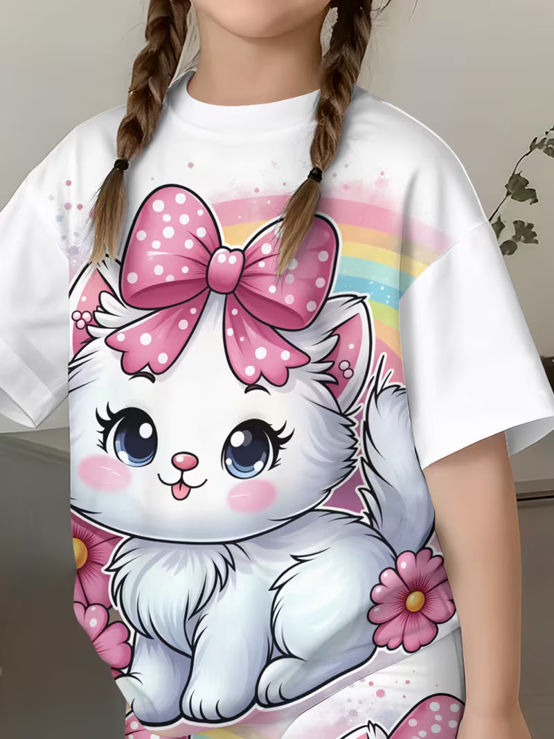 Girls' Fashion Shorts Set Cute Fashion Printed Set, for Outdoor