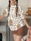 Girls' Fashion Shorts Set Cute Fashion Printed Set, Perfect for Outdoor